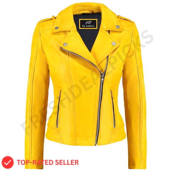 Lambskin Leather Moto Jacket Zippered Pockets Lightweight Layering